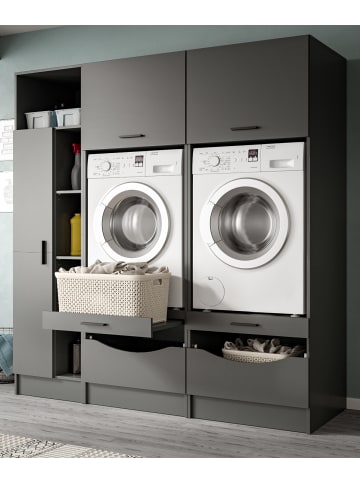 Inn.Furn Waschmaschinenschrank grau Set 3-teilig 182 x 195 cm, Waschmaschinenumbau