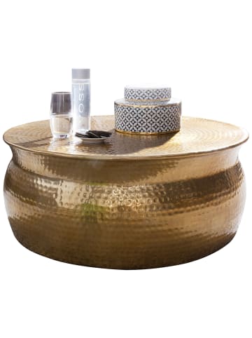 KADIMA DESIGN Couchtisch 75x31x75 cm Aluminium Beistelltisch orientalisch in Gold