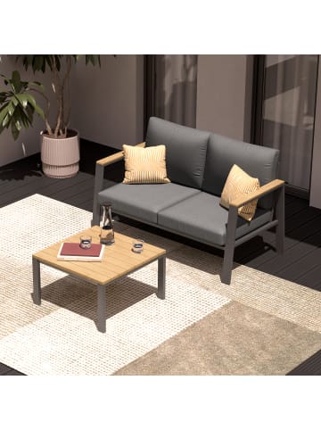home24 Loungeset Aviel 2-teilig Kombi B in Grau / Braun