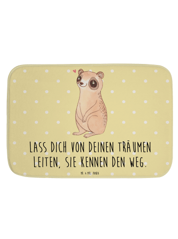 Mr. & Mrs. Panda Wannen Vorleger Plumplori Glücklich mit Spruch in Gelb Pastell