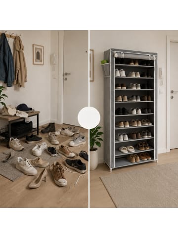 relaxdays 3x Stoff-Schuhschrank in Anthrazit - (B)88 x (H)161 x (T)30 cm