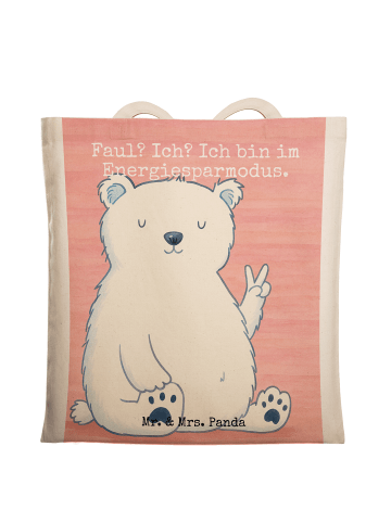 Mr. & Mrs. Panda Tragetasche Eisbär Faul Design mit Spruch in Weiß