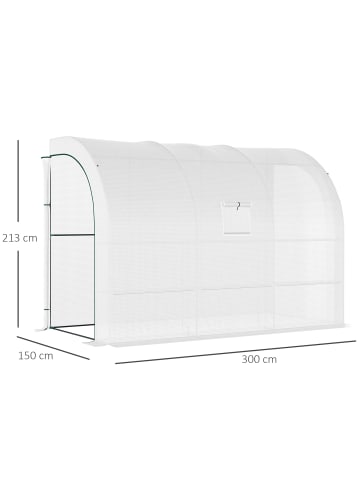 Outsunny Gewächshaus 300L x 150B x 213H cm Weiß