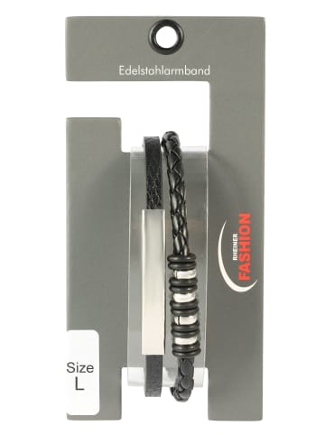 Adeliás Herren Armband – Lederarmband aus Leder 21 cm in schwarz