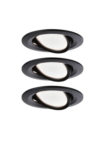 paulmann LED Einbaustrahler3er-Set Nova dimmb warmweiß, rund, schwenkb in Schwarz/Matt G