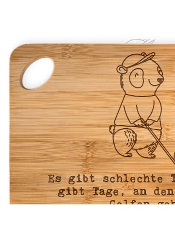 Mr. & Mrs. Panda Schneidebrett Panda Golfen mit Spruch in Braun