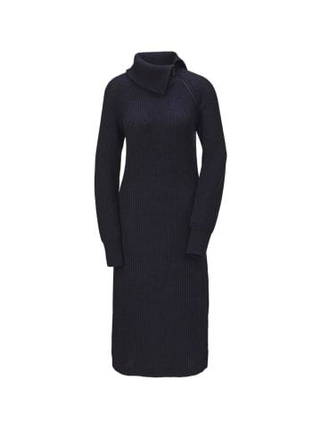 GOLDNER Kurzgröße:  Strickkleid mit asymmetrischem Kragen in marine