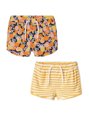 name it Shorts 2er-Set verstellbarer Bund Seitentaschen in Blau-Gelb