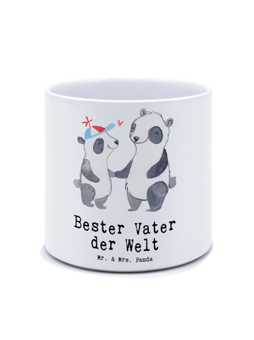Mr. & Mrs. Panda Blumenkübel Panda Bester Vater der Welt mit Spruch in Weiß