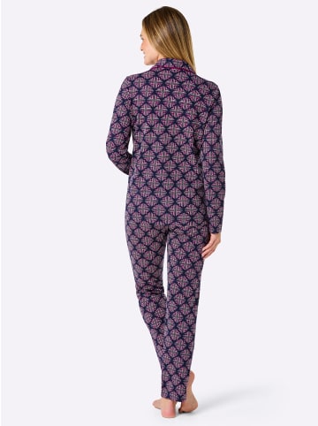 WITT WEIDEN Pyjama in marine-magenta-bedruckt