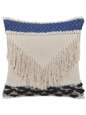 Beliani Dekokissen SOFCA in Beige/Blau - (W) 45 x (H) 12 x (L) 45 cm