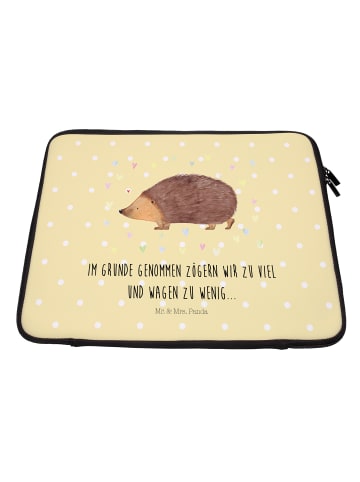Mr. & Mrs. Panda Laptoptasche Igel Herzen mit Spruch in Gelb Pastell