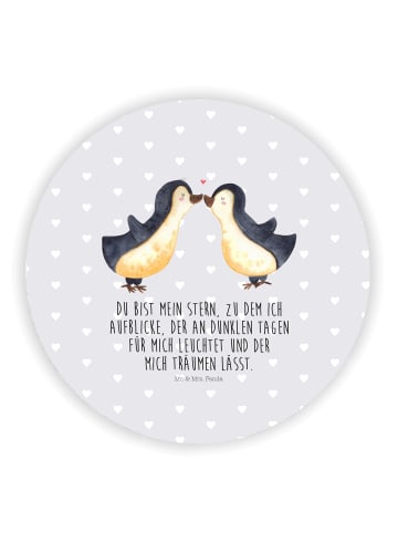 Mr. & Mrs. Panda Rund Magnet Pinguin Liebe mit Spruch in Grau Pastell