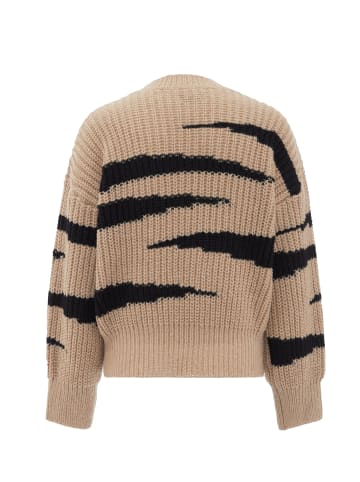 FENIA Damen Sweater in BEIGE SCHWARZ