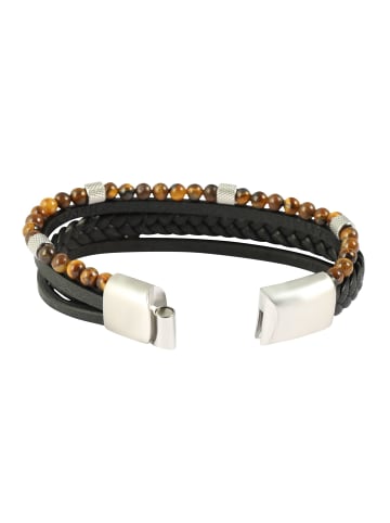 Adeliás Herren Armband – Lederarmband aus Leder 17 cm in schwarz