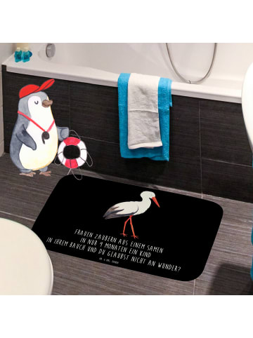 Mr. & Mrs. Panda Badevorleger Storch mit Spruch in Schwarz