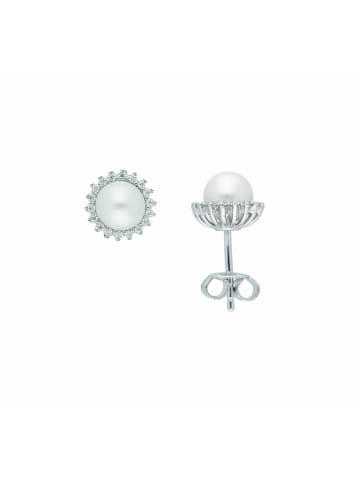 Adeliás Damen 925 Silber Ohrringe / Ohrstecker mit Zirkonia Ø 8,7 mm in natur