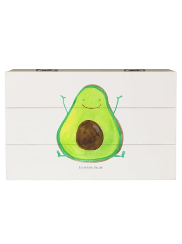 Mr. & Mrs. Panda Holzkiste Avocado Glücklich ohne Spruch in Weiß