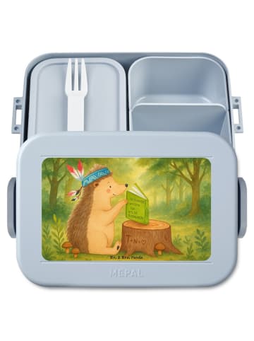 Mr. & Mrs. Panda Bento Box Igel Federschmuck Design ohne Spruch in Blau Pastell