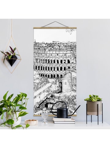 WALLART Stoffbild mit Posterleisten - Stadtstudie - Rom in Weiß
