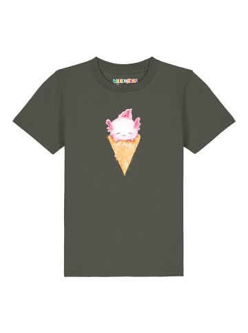 wat? Apparel T-Shirt Axolotl ice cream in Khaki