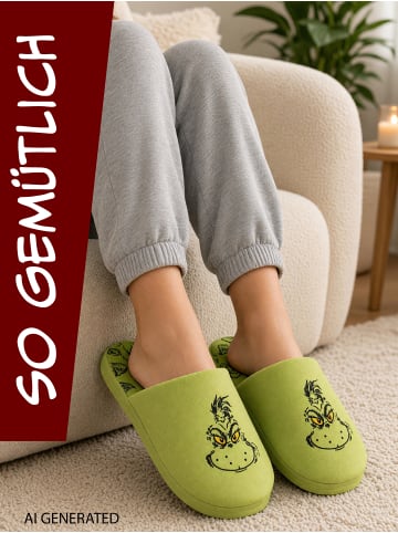 The Grinch The Grinch Hausschuhe Slipper Pantoffeln Puschen Schlappen in grün