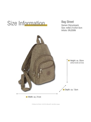Bag Street Cityrucksack, Freizeitrucksack Nylon braun ca. 21cm breit ca. 35cm hoch