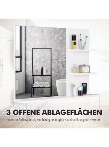 Kleankin Wandspiegel-L60 x B10 x H48 cm-Weiß