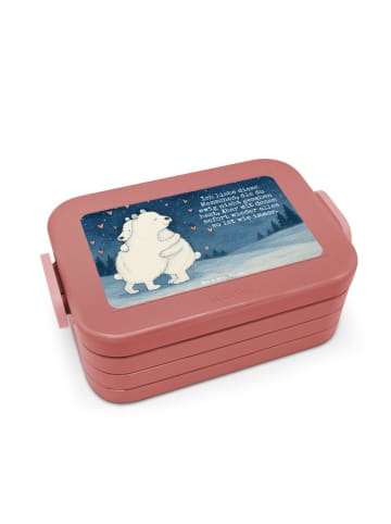 Mr. & Mrs. Panda Brotdose Eisbär Umarmen Design mit Spruch in Rot Pastell