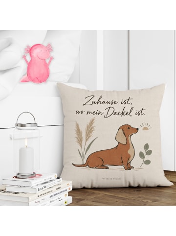 Mr. & Mrs. Panda Kopfkissen Dackel Skandinavisch Design mit Spruch in Weiß