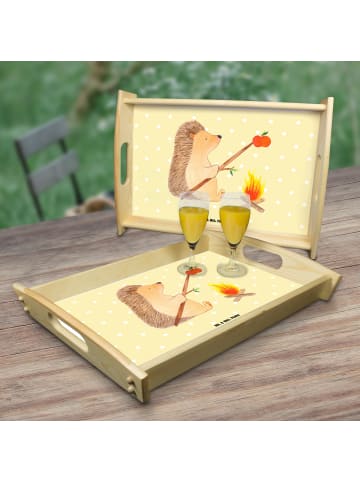 Mr. & Mrs. Panda Servier Tablett Igel Grillen ohne Spruch in Gelb Pastell