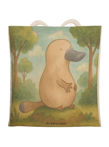 Mr. & Mrs. Panda Tote Bag Schnabeltier Mut Design ohne Spruch in Weiß