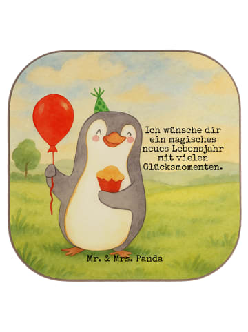 Mr. & Mrs. Panda Getränkeuntersetzer Pinguin Geburtstag Design m... in Weiß