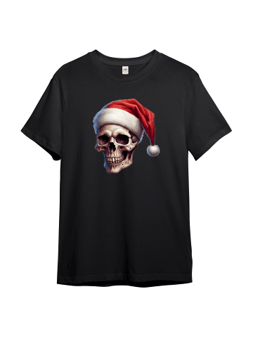 PAULGOS Herren T-Shirt, Totenkopf Weihnachten in Schwarz