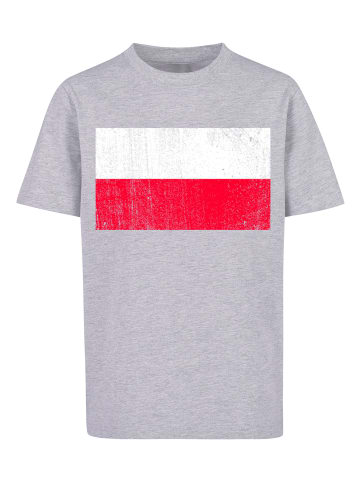 F4NT4STIC T-Shirt Poland Polen Flagge distressed in grau meliert