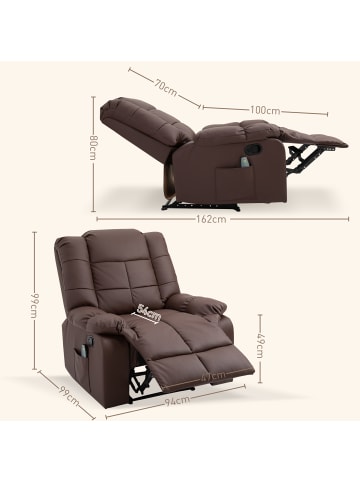 HOMCOM Massagesessel-94B x 99T x 99H cm-Braun