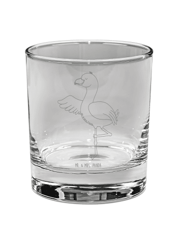 Mr. & Mrs. Panda Whiskyglas Flamingo Yoga ohne Spruch in Transparent