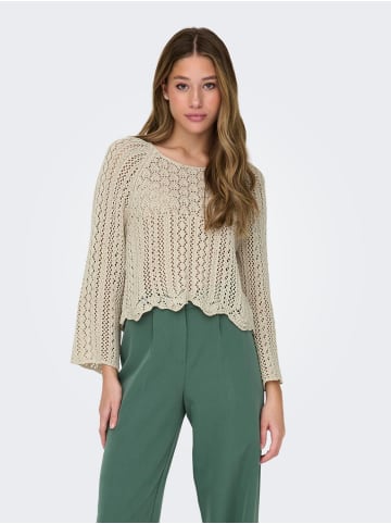 ONLY Eleganter Strickpullover 3/4 Arm Shirt Pointelle Sweater ONLNOLA in Grau