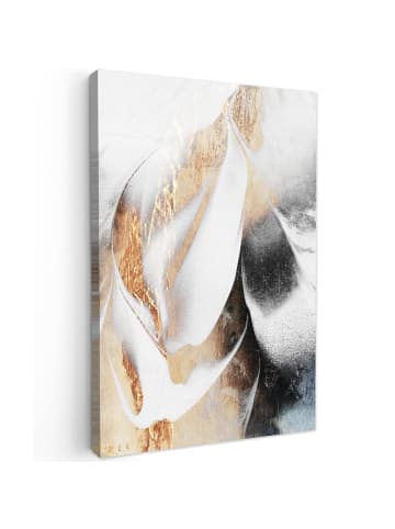 MuchoWow Poster mit Leiste Abstrakte Kunst weiß gold  (BxH)