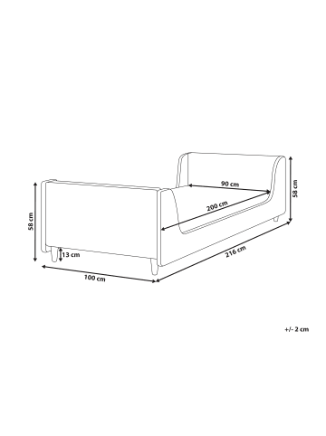 Beliani Einzelbett LAYE in Weiß/Heller Holzfarbton - (W) 100 x (H) 58 x (L) 216 cm