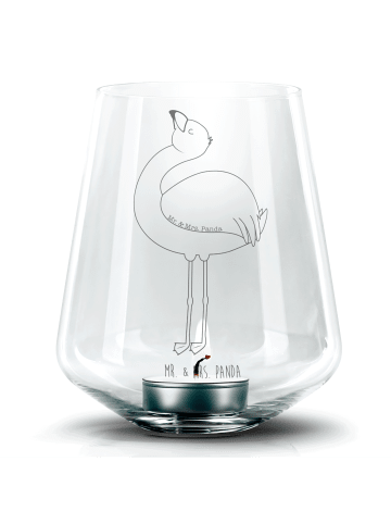 Mr. & Mrs. Panda Gravur Windlicht Flamingo Stolz ohne Spruch in Transparent