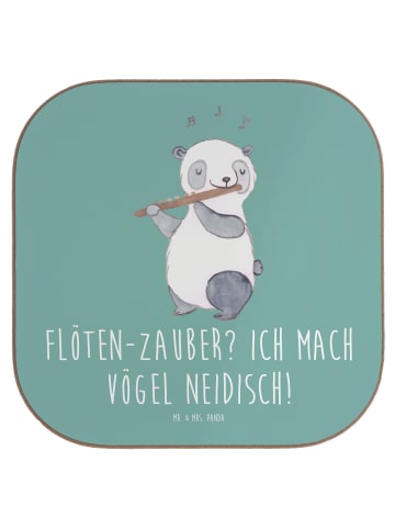 Mr. & Mrs. Panda Glas-Untersetzer Flöte Zauber mit Spruch in Meeresbrise