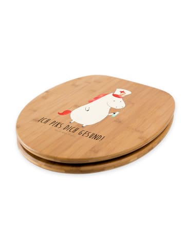 Mr. & Mrs. Panda Motiv WC Sitz Einhorn Krankenschwester mit Spruch in Braun
