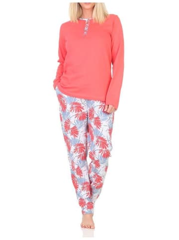 NORMANN Pyjama Schlafanzug langarm Hose floralem print in rot