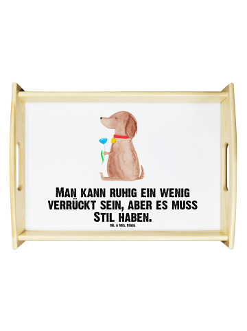 Mr. & Mrs. Panda Tablett Hund Blume mit Spruch in Weiß