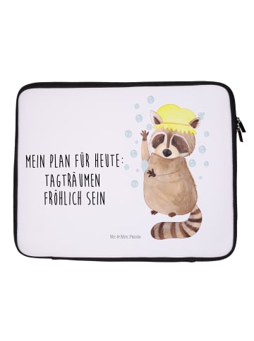 Mr. & Mrs. Panda Notebook Tasche Waschbär mit Spruch in Weiß