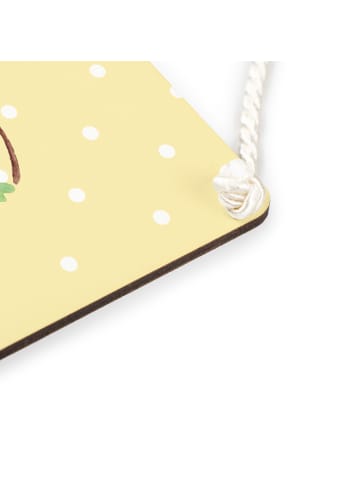 Mr. & Mrs. Panda Holzschild Hummeln Kleeblatt ohne Spruch in Gelb Pastell