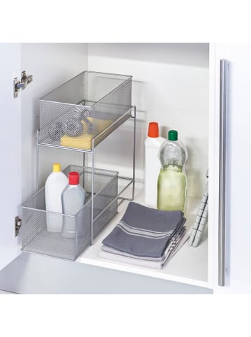 Zeller Küchenkorb für Lebensmittel, 2 Ebenen in Silbern, (B) 17,5 x (H) 42 x (L) 35 cm