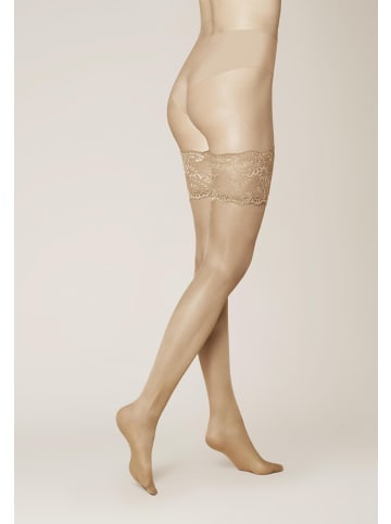 Kunert Halterlose Feinstrümpfe Satin Look 20 Spitzenband in tan