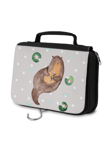 Mr. & Mrs. Panda Kulturbeutel Otter Seerose ohne Spruch in Grau Pastell